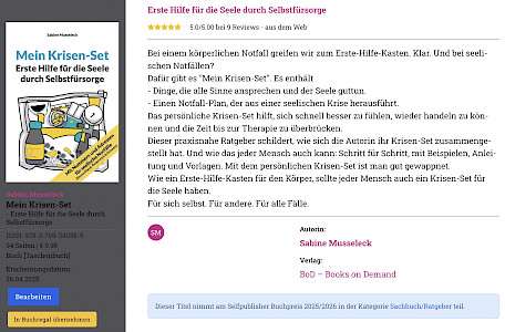 Teilnahme am Selfpublisher-Buchpreis 2025/26 in der Kategorie Sachbuch/Ratgeber