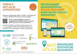 Werbeflyer zum Mut-Atlas, Deutschlands online-Wegweiser rund um psychische Gesundheit