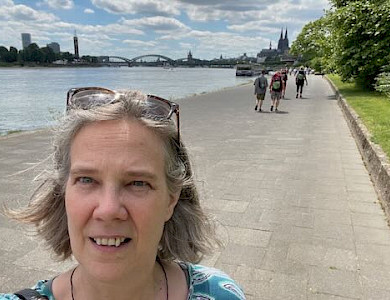 Bei der Mut-Tour 2025 auf meiner ersten Etappe am Rhein in Köln